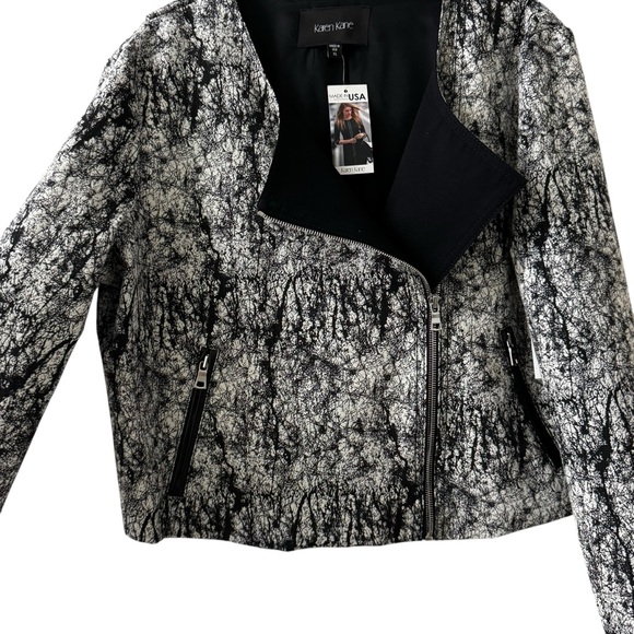 NWT Karen Kane Black Silver Motorcycle Jacket XL - Picture 2 of 5